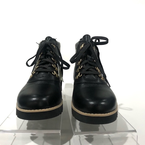 Cole Haan Nantucket Rugged Waterproof Hiker Black Wool Leather Boots Sz 7.5 - Picture 2 of 9